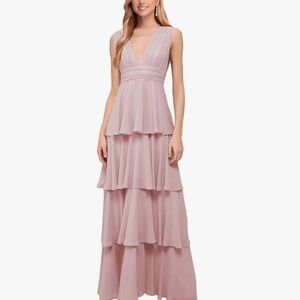 Amazon Pink Ruffled Tiered Maxi Gown